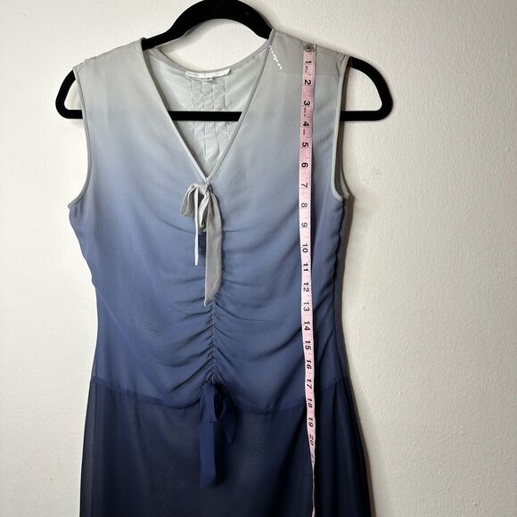 Jill Stuart 100% Silk Gray Navy Ombre Sleeveless Sheer Dress VNeck Side Zip 2 - Picture 11 of 12